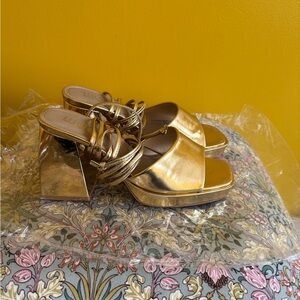 EGO Gold Strappy Heeled Mules
